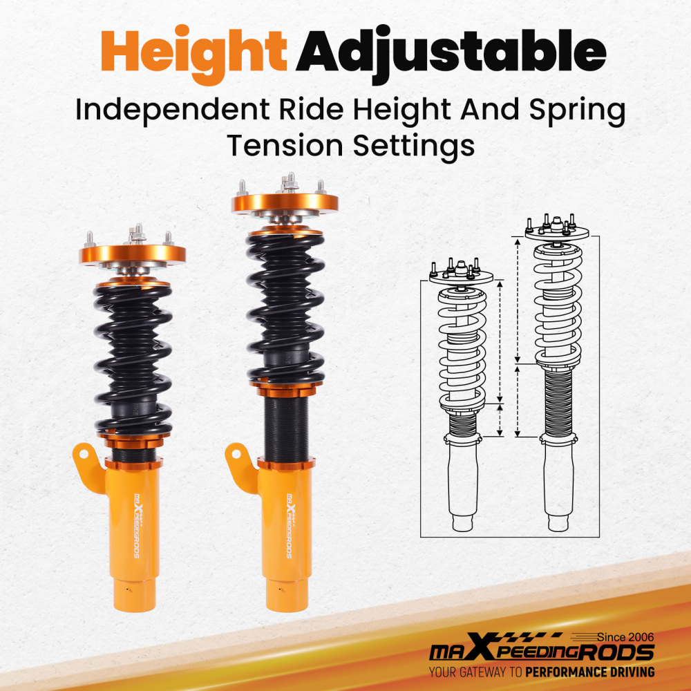 Compatible for BMW E46 3-Series 1998-2005 4pcs 24 Damper Adjustable Suspension Coilovers Shock Absorber kits Lowering Kit