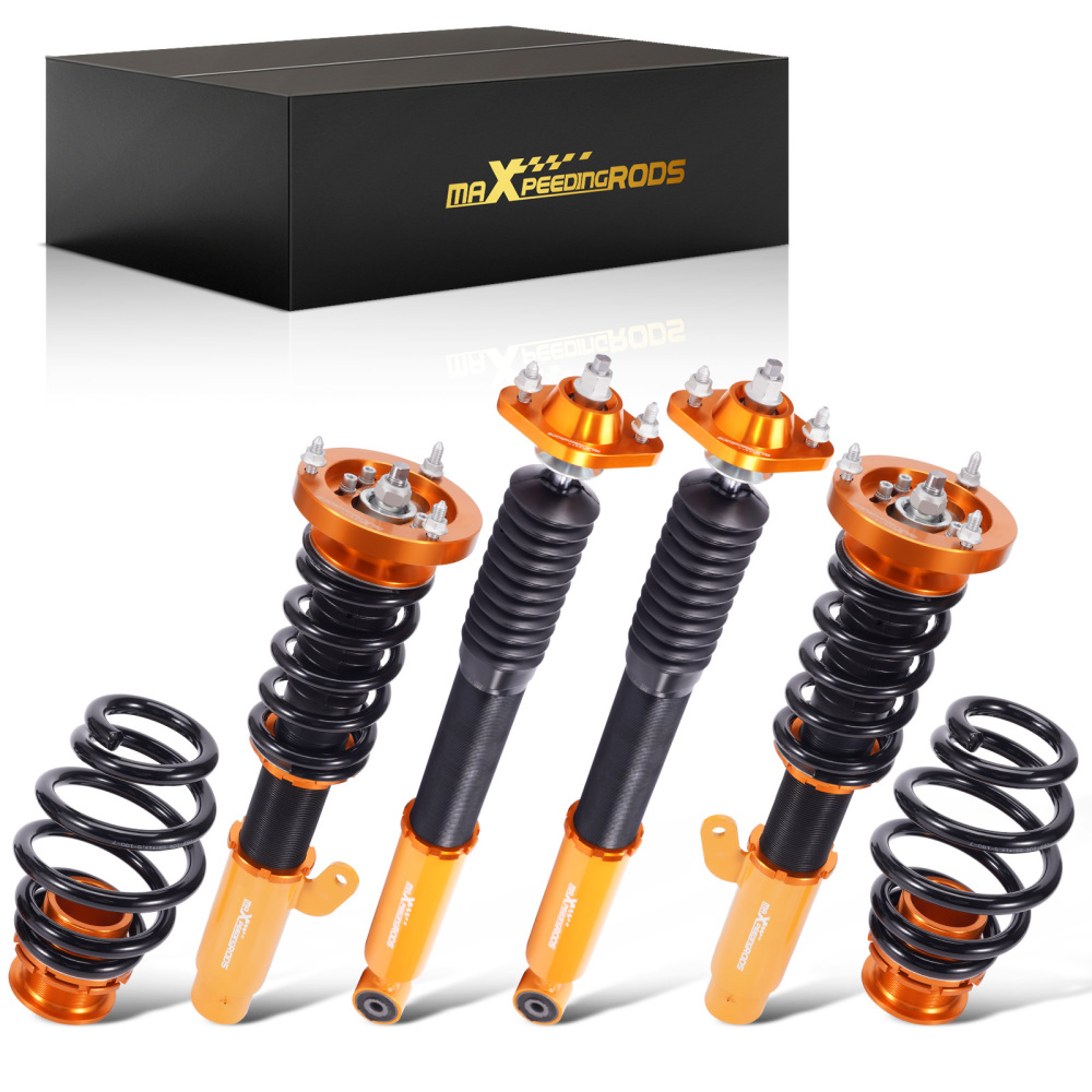 Maxpeedingrods Amortiguadores de amortiguador ajustable en altura Coilover compatible para BMW 3 (E46) Sedán de 4 puertas 1998-2005