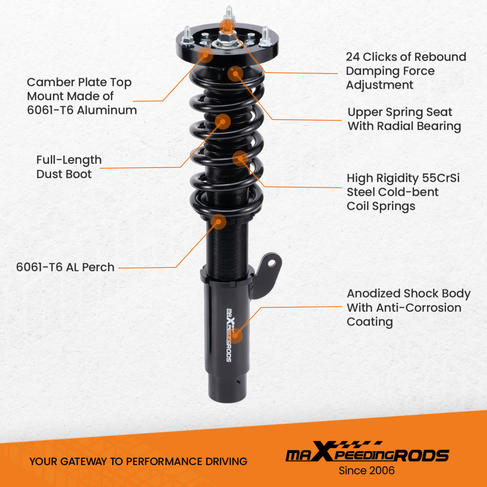 Combinés filetés à 24 niveaux damortissement compatible pour BMW E46 berline 98-05 coupé