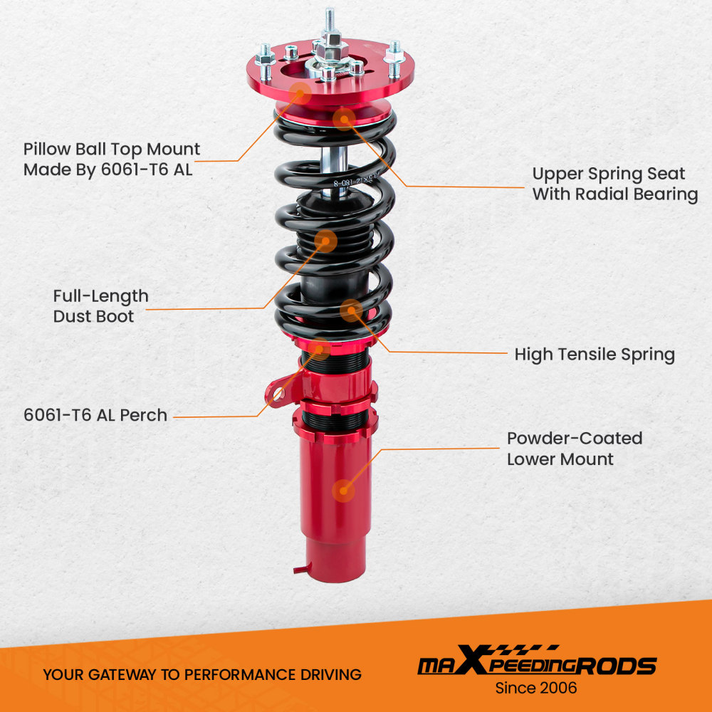 Compatible for BMW E46 Coilovers 3 Series 1998 - 2006 325i 323i 328i 320i Height Adjustable Coilover Suspension Kit Lowering Kit