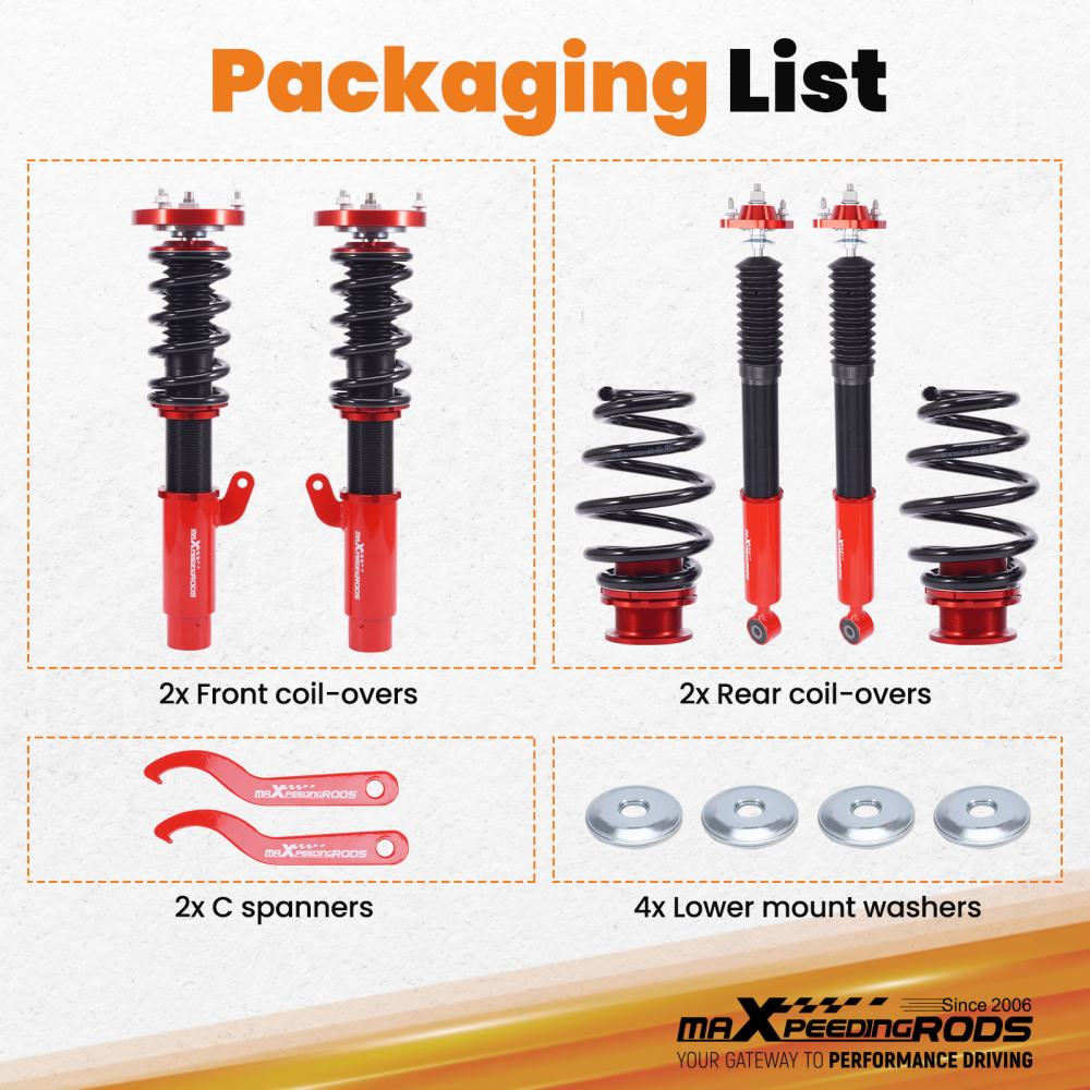 4pcs Adjust Height Coilovers Suspension Kits Shock Absorber compatible for BMW 3 Series E46 1998-2005