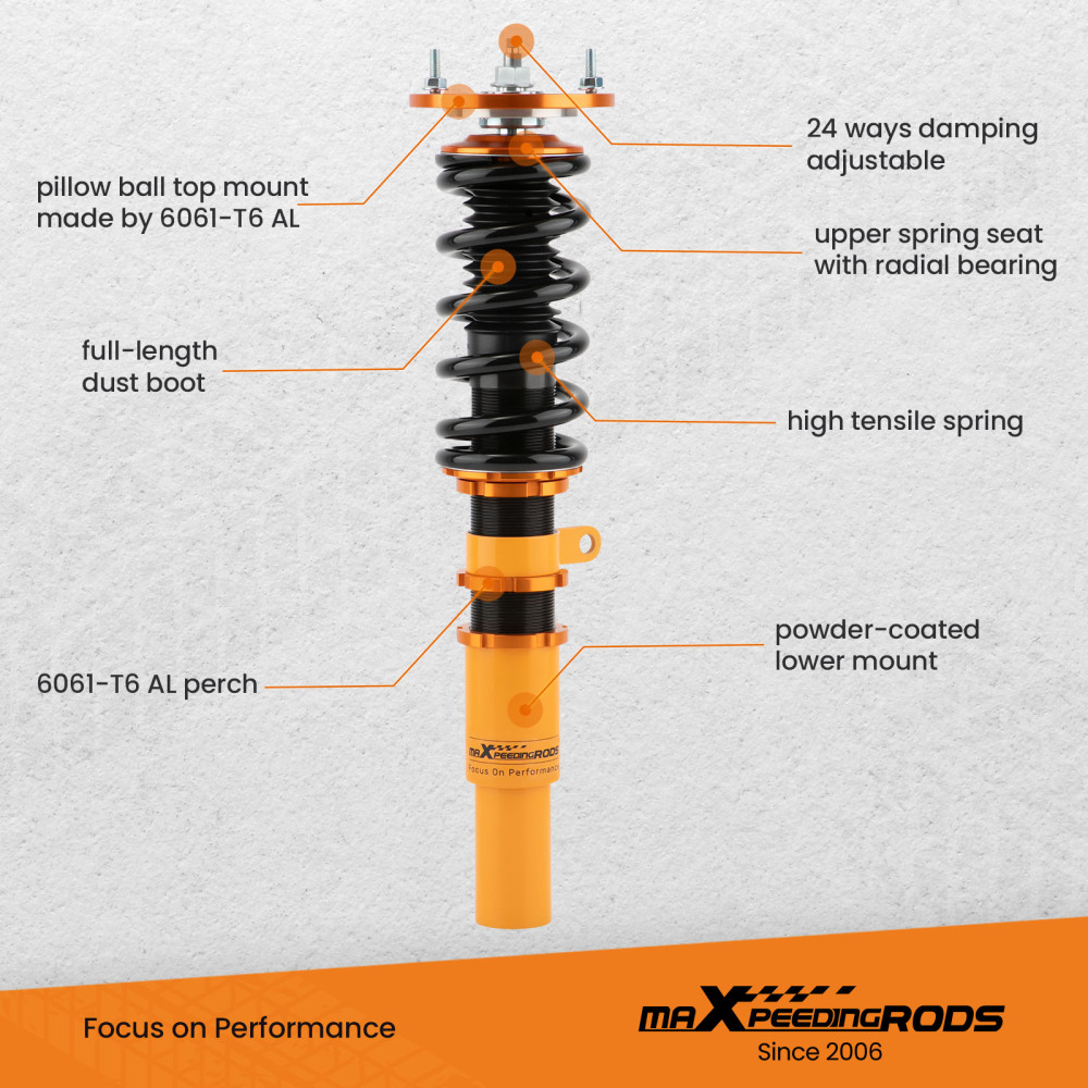 Maxpeedingrods Coilovers 24 Way Damper Shocks compatible for BMW 5 Series AWD XI E60 03-10 lowering kit