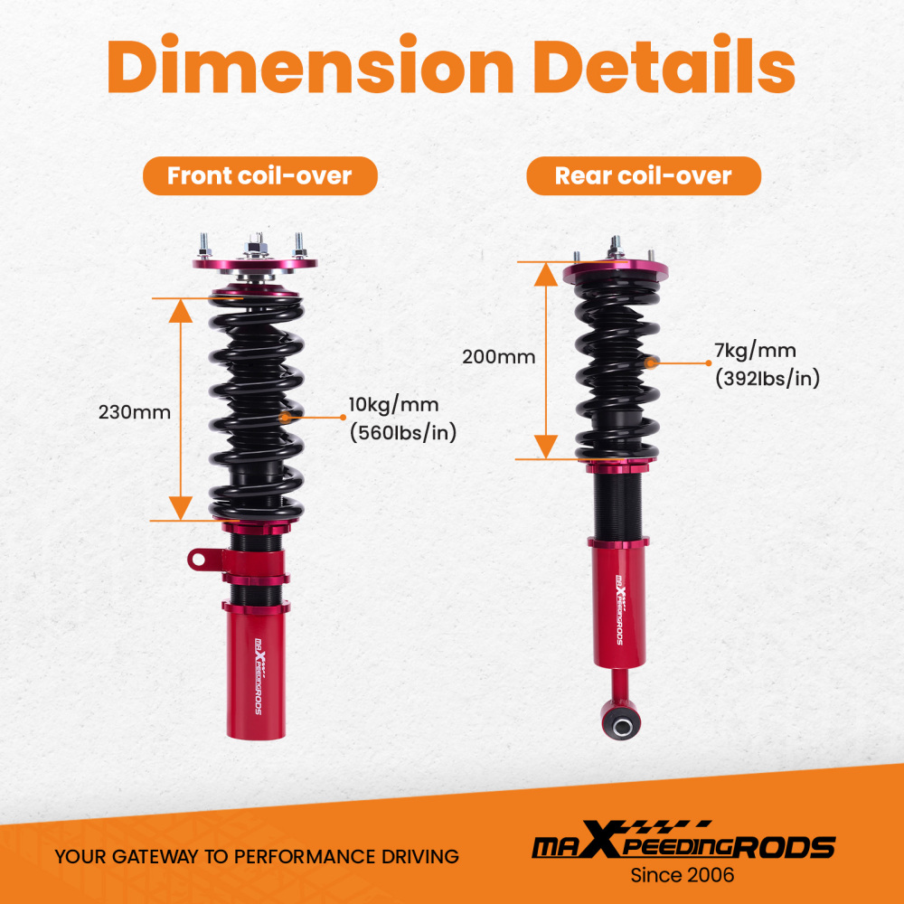 4x Suspension Struts compatible pour BMW E60 2004-2010 Réglable Amortisseurkit d'abaissement