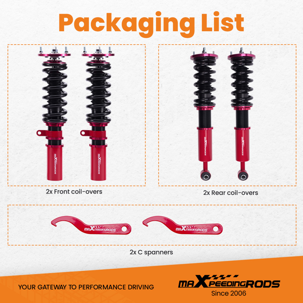 4x Suspension Struts compatible pour BMW E60 2004-2010 Réglable Amortisseurkit d'abaissement