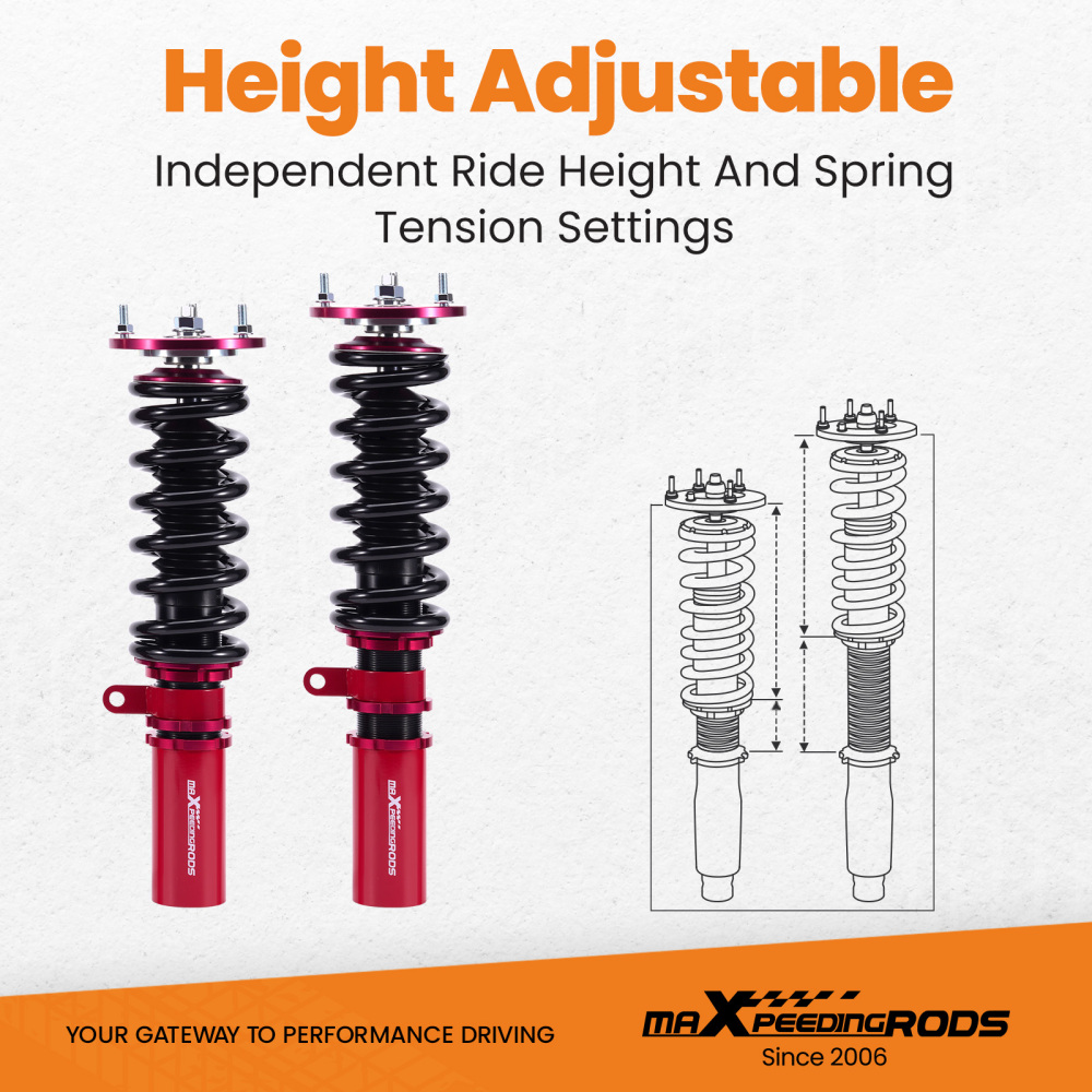 4x Suspension Struts compatible pour BMW E60 2004-2010 Réglable Amortisseurkit d'abaissement