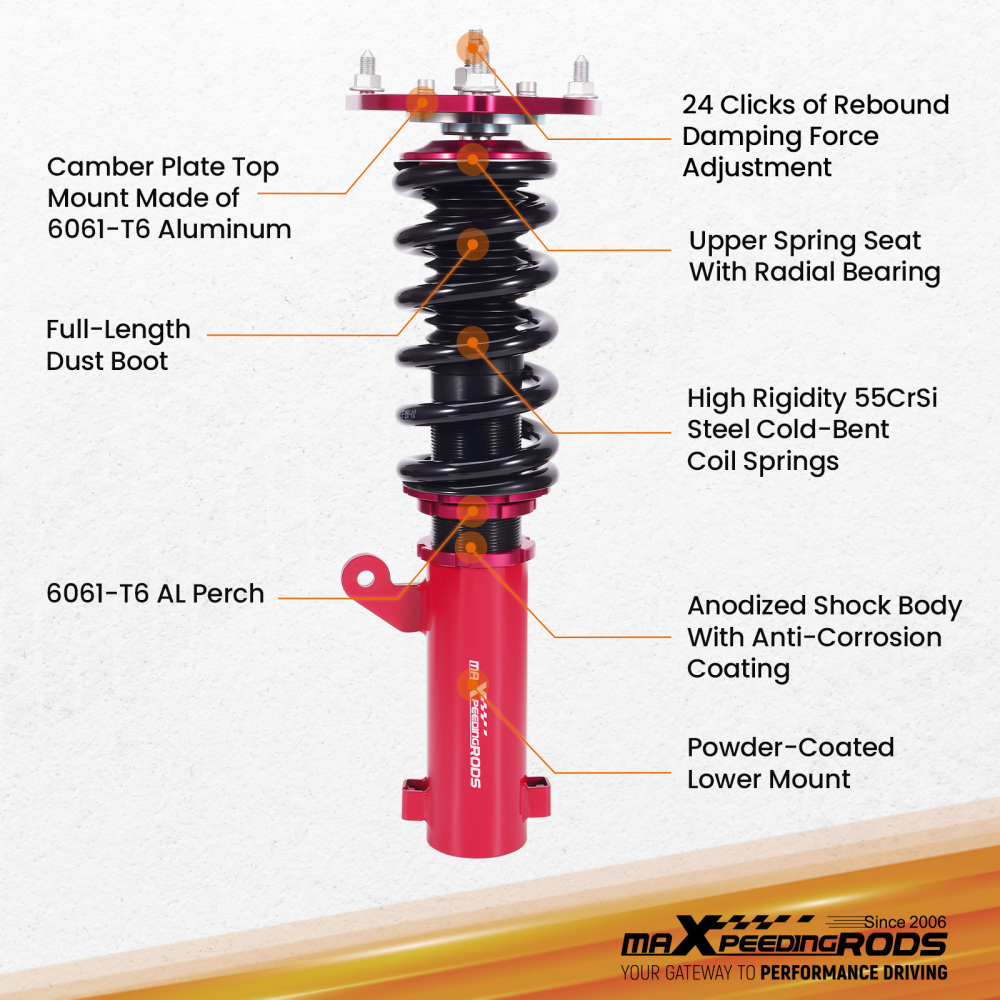 24 Way Damper Coilovers Suspension Springs Kit compatible for Mitsubishi Eclipse 2000-2005