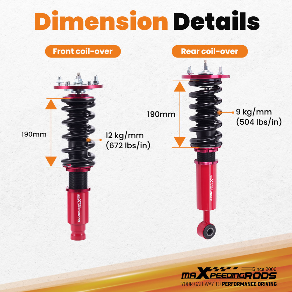 Coilovers Kits compatible for Mitsubishi Eclipse 95-99 2ND Gen Adj Damper 24 Levels Red lowering kit