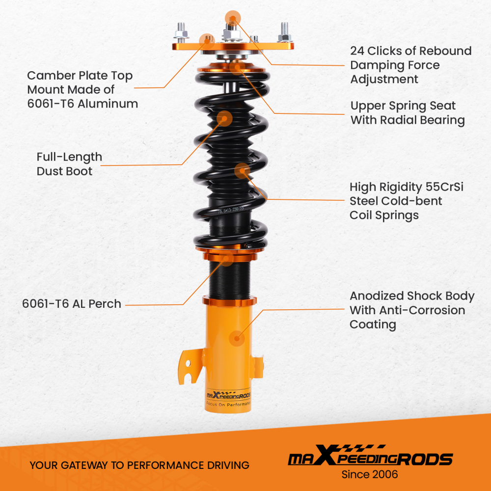 Street Coilovers Kit compatible for Subaru Forester 2009-2013 Adjustable Damper Shocks Lowering Kit
