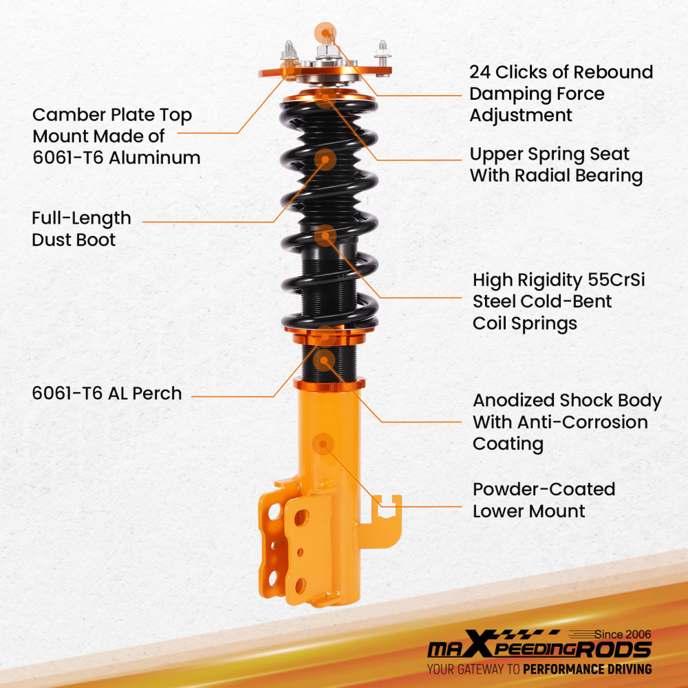 Street Coilovers compatible for Subaru Forester SF 1998-2002 2.0 2.5 AWD 1998-2002