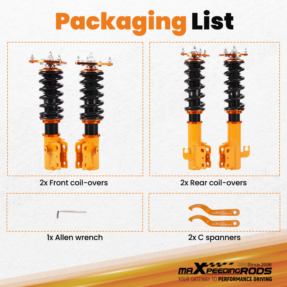 24 Click Damper Coilovers Kit compatible for Subaru Forester 1998-2002 Coil Springs & Strut