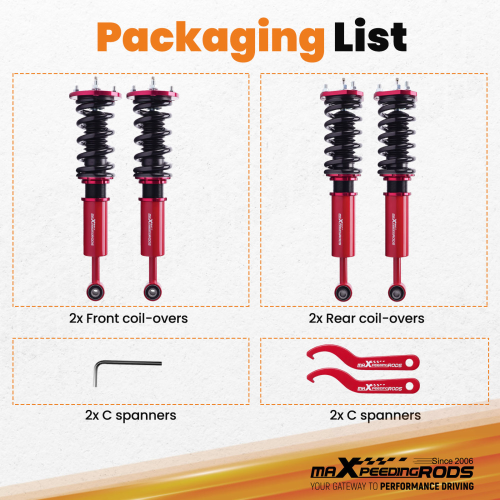 Racing Coilover Suspension Shocks Kits compatible for Lexus 07-11 GS350 06-13 IS250 IS350 lowering kit