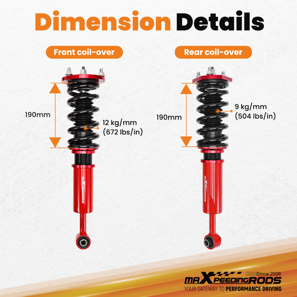 Adj. Coilover de suspensión de altura compatible para Lexus IS 250 350 RWD 06-13 Amortiguadores