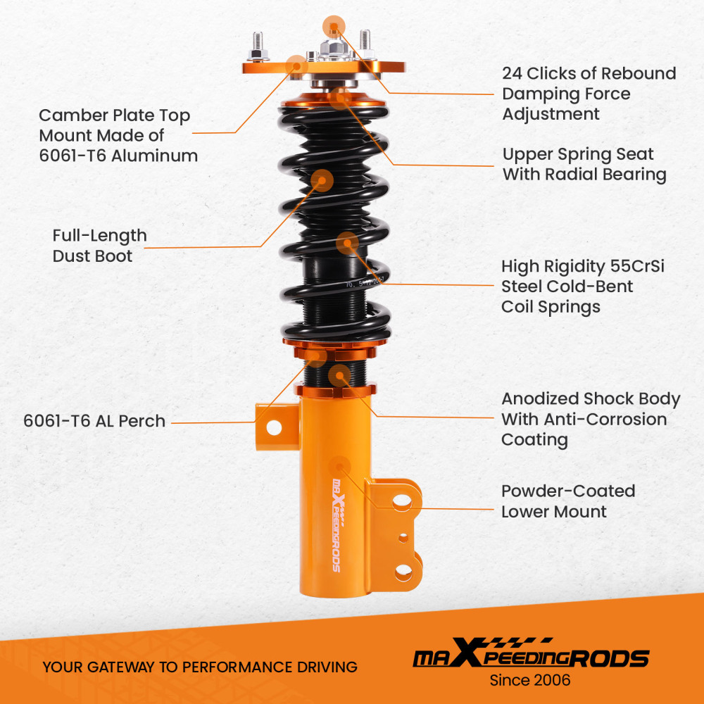 24 Way Damper Coilovers Suspension Lowering Kit compatible for Hyundai Genesis Coupe 10-16