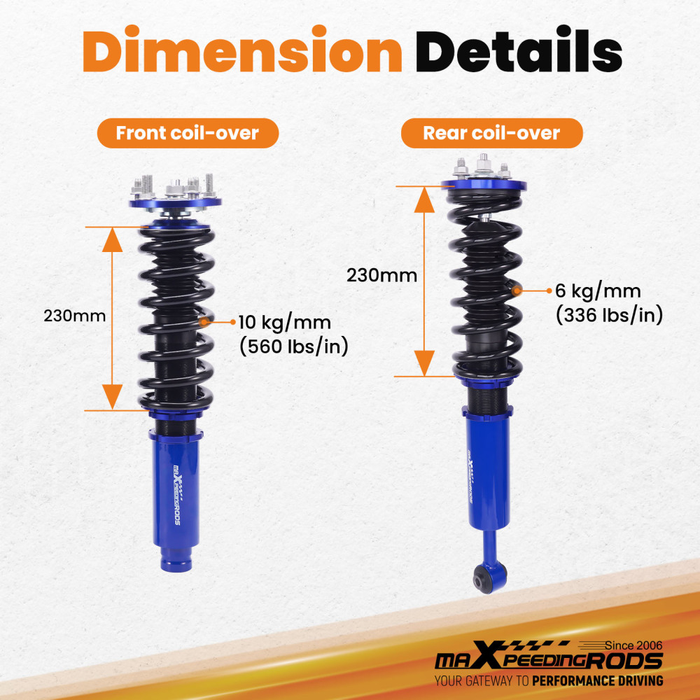 Height Adjust Coilover Kit compatible pour Honda Accord 2003-2007 Suspension Shock Strutskit d'abaissement