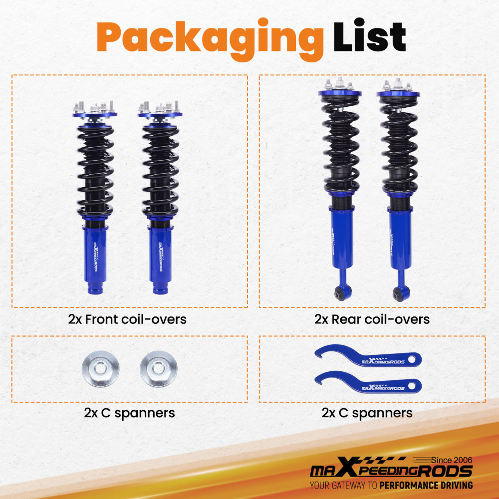 Height Adjust Coilover Kit compatible pour Honda Accord 2003-2007 Suspension Shock Strutskit d'abaissement