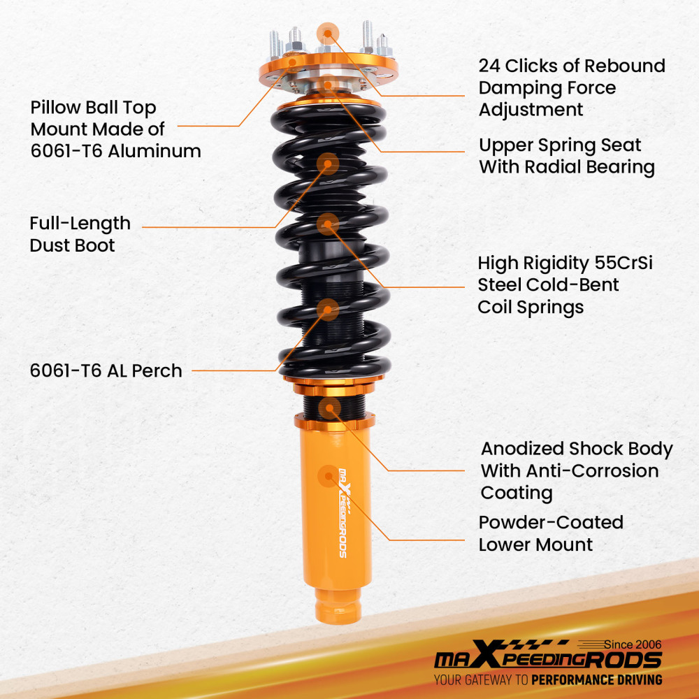 Reglable Amortisseur Combinés filetés compatible pour Honda Accord VII 2003-2007 / Compatible pour Acura TSX