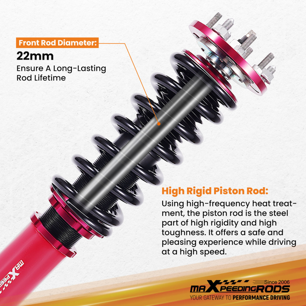 MaXpeedingrods Coilovers 24 Way Damper Struts Shocks Kit compatible for Honda Accord 03-07