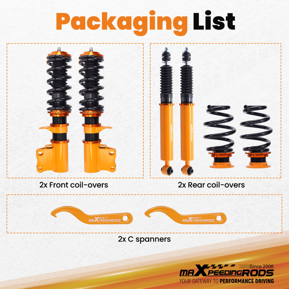 Compatible for Holden VY VZ VZ VT Commodore Statesman WH WL WK 99-07 Racing Coilover Shocks Lowering Kit