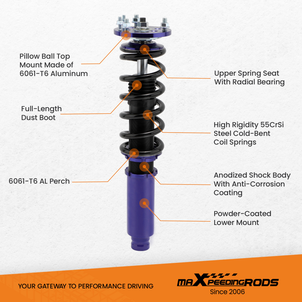 Compatible for Honda Accord 03-07 compatible for Honda Accord VII 4-door sedan CM4/CM5/CM6 2003-2007 Coilover Kit Lowering Kit