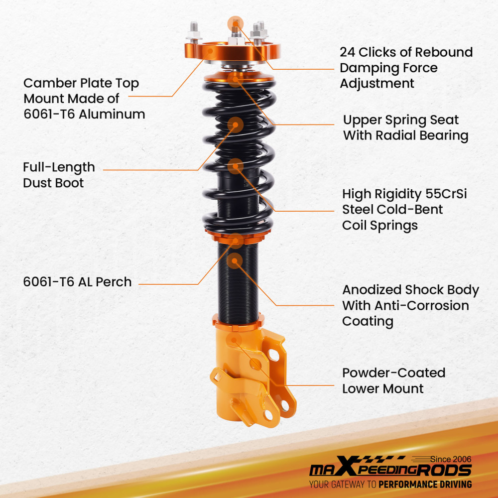 Coilovers Kit compatible for Honda Civic 2006-2011 FA5 FG2 FG1 Adj. Damper Height Lowering Kit