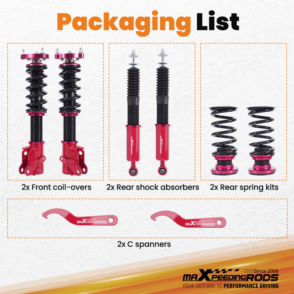 Compatible for Honda CivicSi 2006-2011 Maxpeedingrods Suspension Kits Adjustable Height Coil Strut Coilovers lowering kit