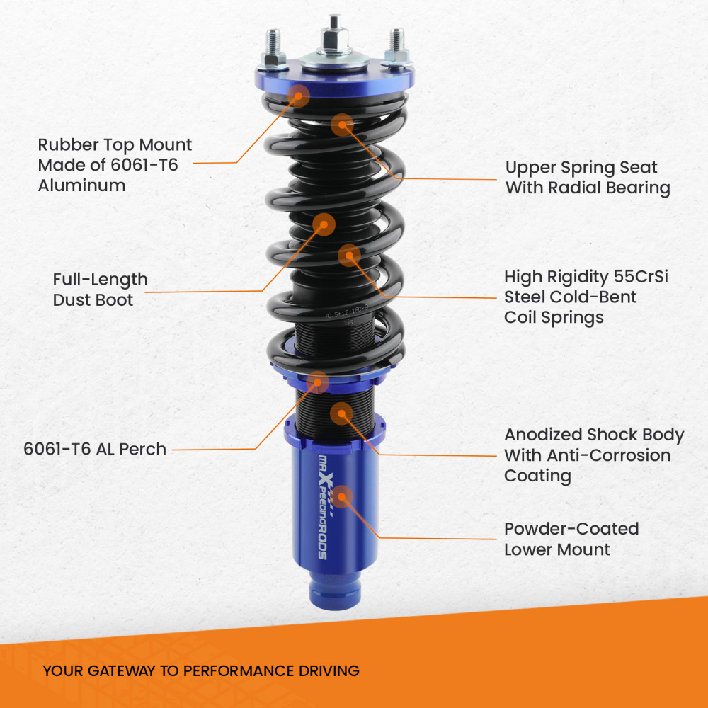 Kit Assetto a Ghiera Ammortizzatori compatibile per Honda Civic 5 6 EG EH EJ EK EM 1992-2000