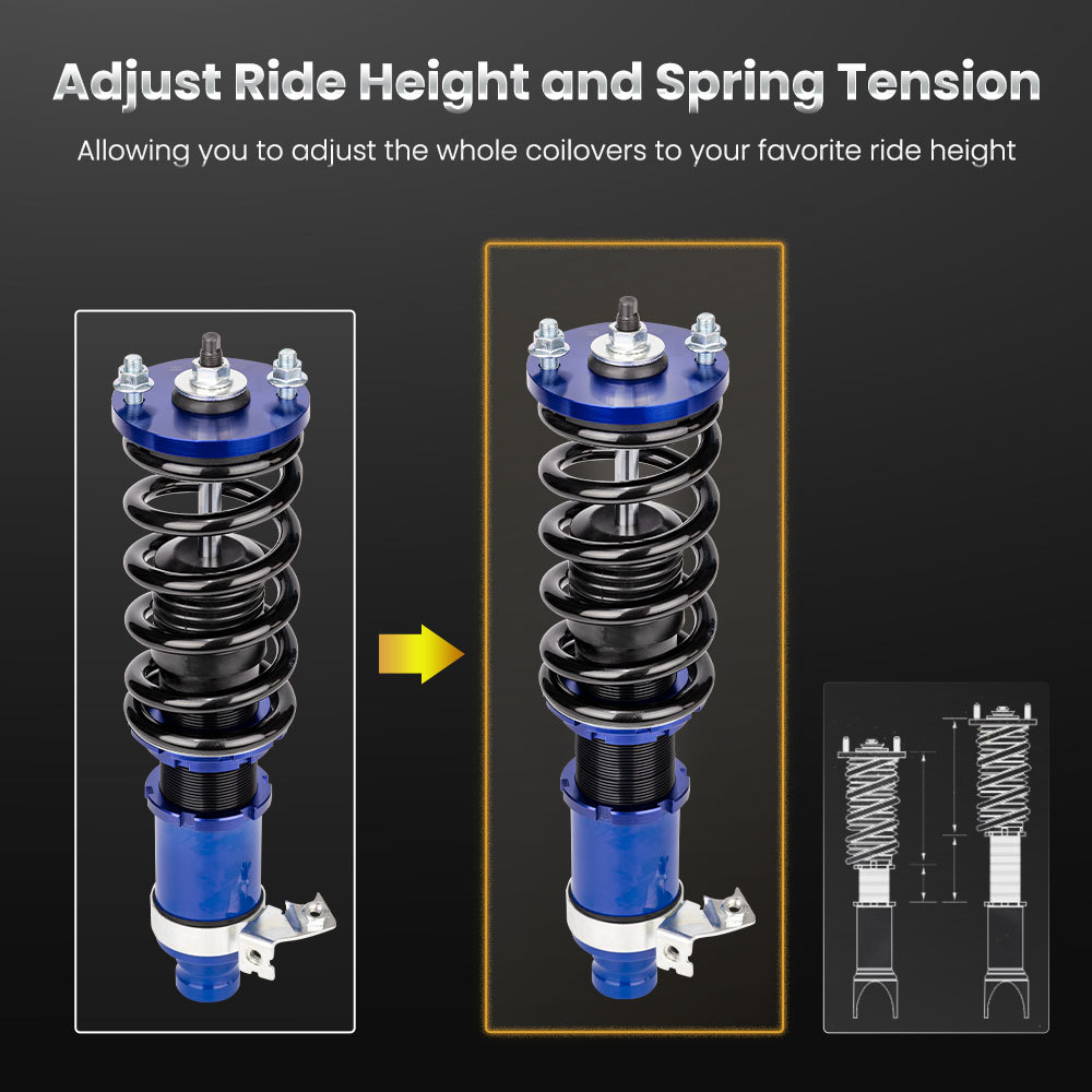 Compatible for Honda Civic 1988-1991 Maxpeedingrods Shock Absorbers Front and Rear Coilover Suspension Kit lowering kit