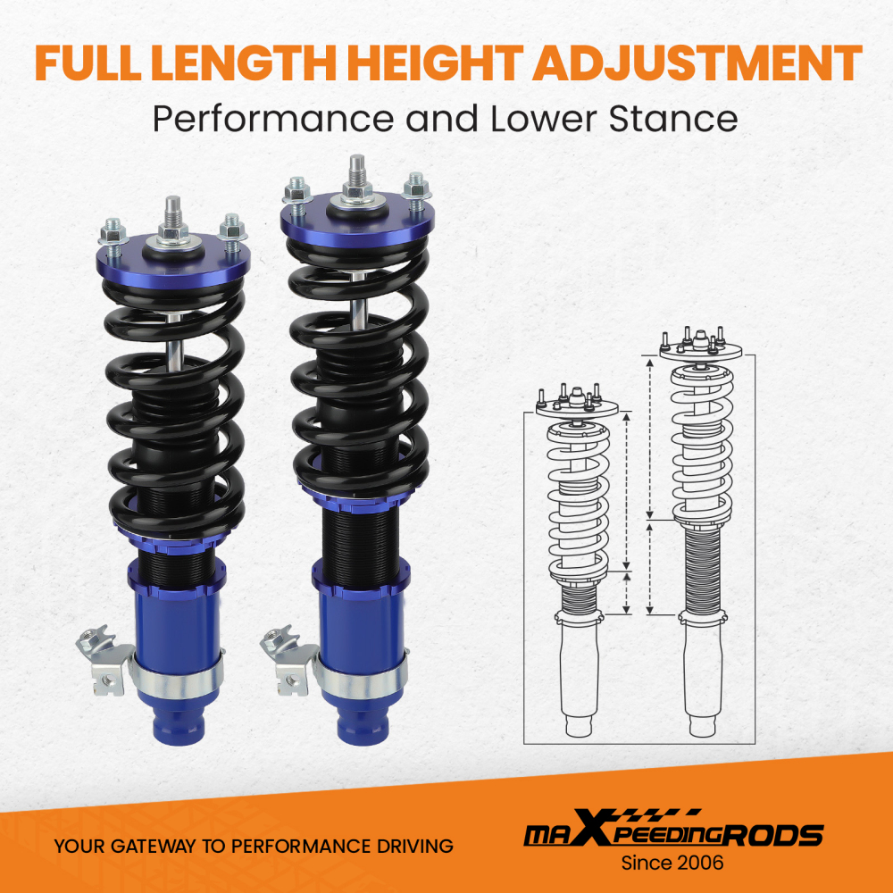 Compatible for Honda Civic 1988-1991 Maxpeedingrods Shock Absorbers Front and Rear Coilover Suspension Kit lowering kit