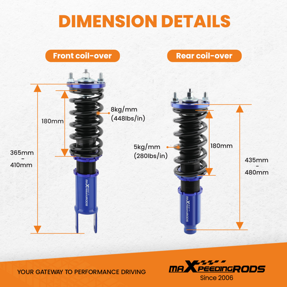 Coilovers Shock Adjustable Front Rear Camber Kit Toe Combo compatible for Honda Civic 96-00
