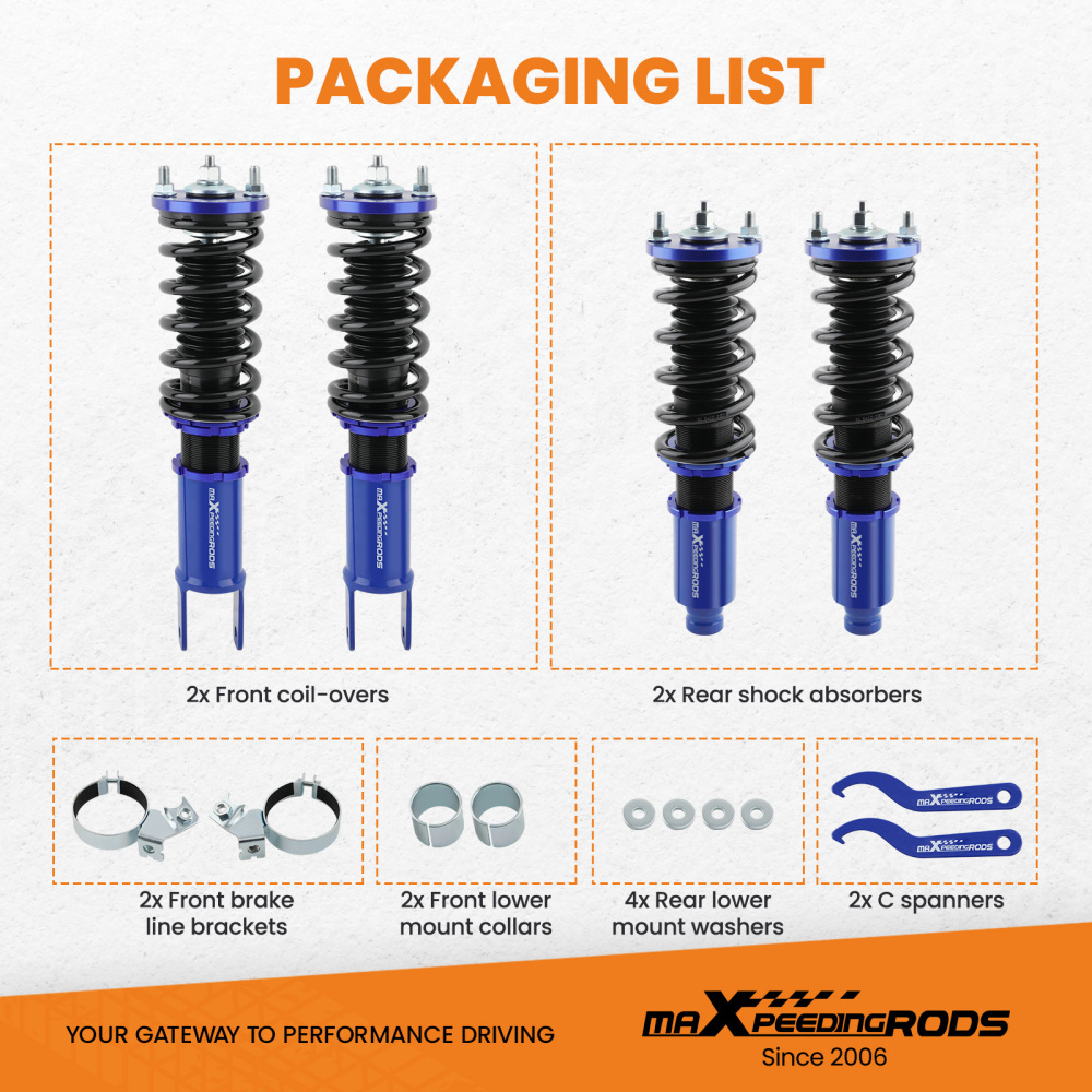 Coilovers Shock Adjustable Front Rear Camber Kit Toe Combo compatible for Honda Civic 96-00