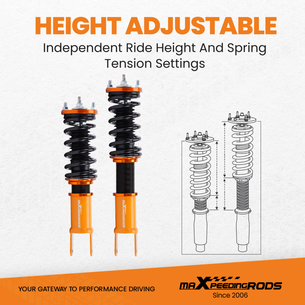 Compatible for Honda Civic / CRX 1988-1991 EE EF EC 4pcs 24 Damper Adjustable Suspension Coilovers Shock Absorber kits Lowering Kit