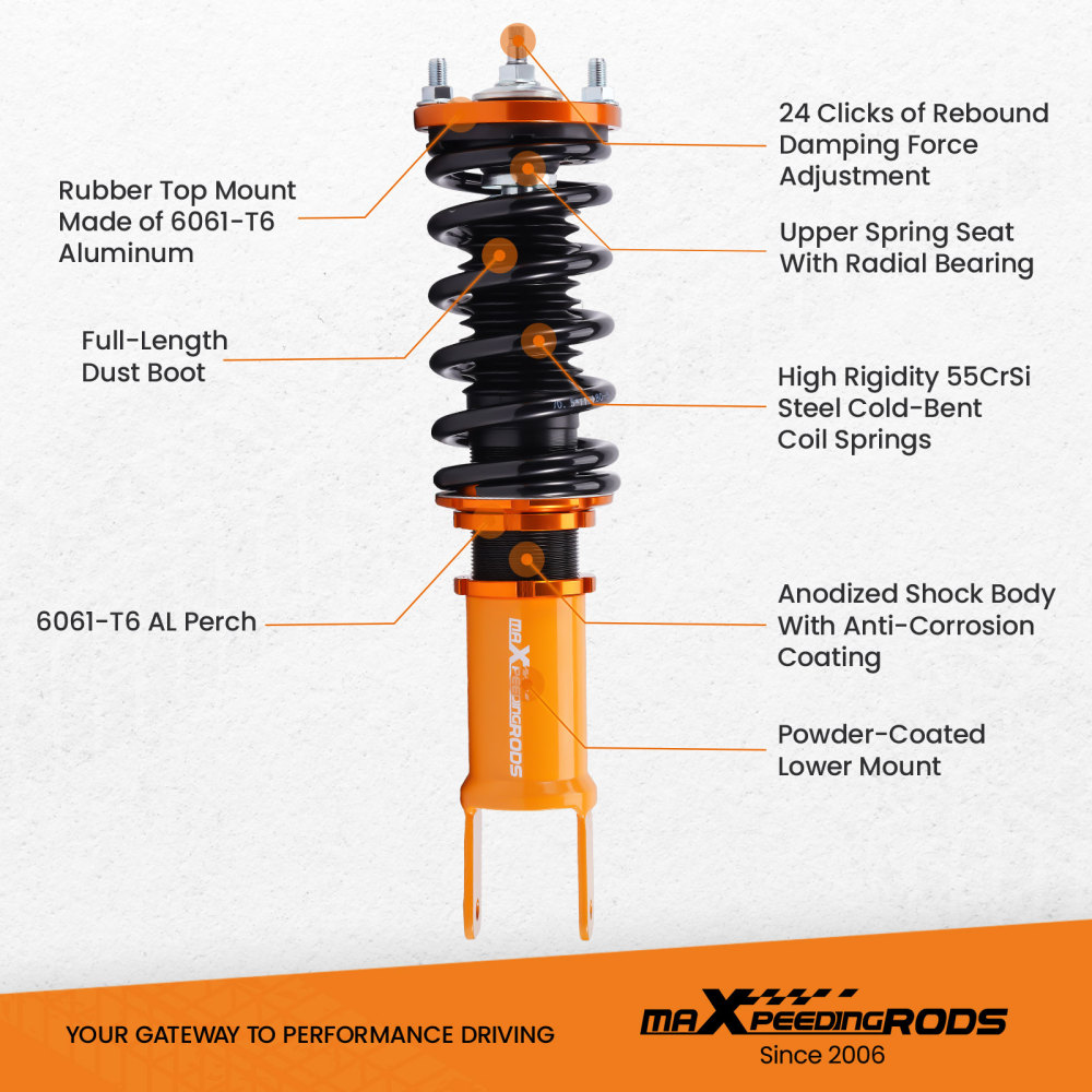 Compatible for Honda Civic / CRX 1988-1991 EE EF EC 4pcs 24 Damper Adjustable Suspension Coilovers Shock Absorber kits Lowering Kit