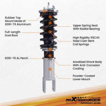 Maxpeedingrods Tuning Full Coilovers Kit Suspensions Shocks Damper Adjustable compatible for Honda Civic 1988-1991 EC ED EE EF lowering kit