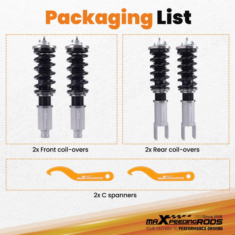 Compatible for Honda Civic CRX Integra 1988-1991 Height And Damper Adjustable Coilover Suspension Kit Lowering Kit