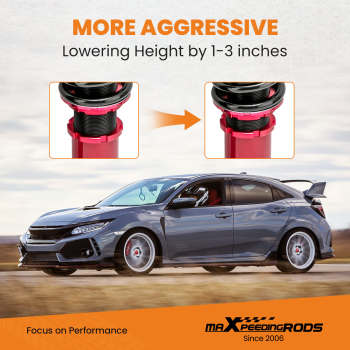 Compatible for Honda Civic 1996-2000 EK2-EM1 Height And Damper Adjustable Coilover Suspension Kit Lowering Kit