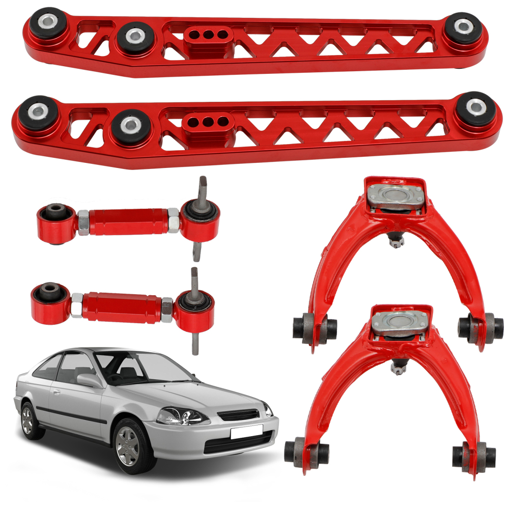 Amortisseurs Combinés Filetés compatible pour Honda Civic 96-00 EJ EK EM +Bras de Suspension