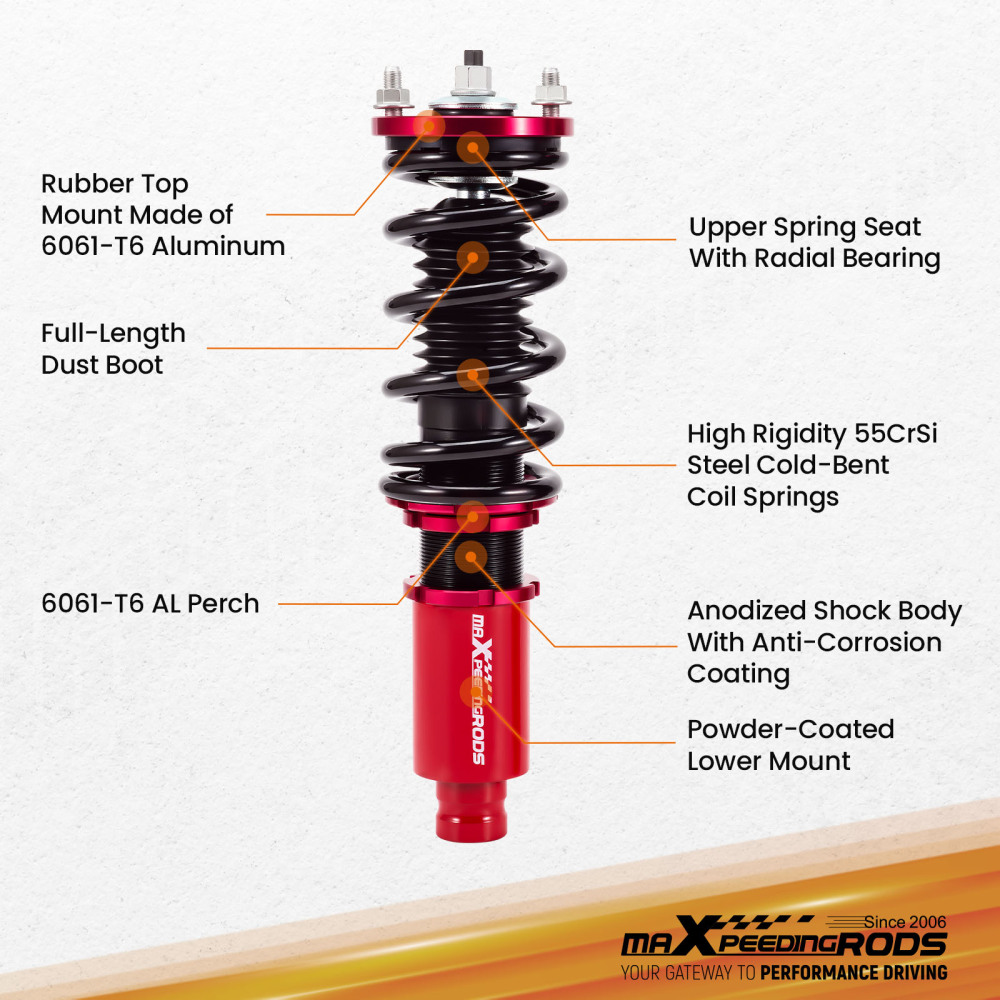 CoiloversRear Toe Arms compatible for Honda Civic 92-00 compatible for Acura Integra 94-01 Shock Kit