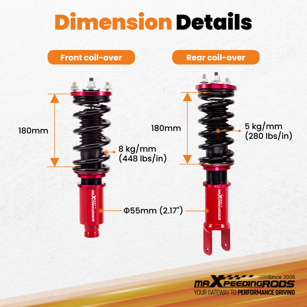 Coilovers Struts Shock Suspension Kit compatible for Honda Civic 1996-2000 Adj. Height