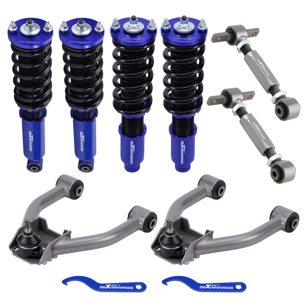 Coilovers Adjustable Front+Rear Camber+Toe Arm Kit compatible for Honda CR-V 1997-2001