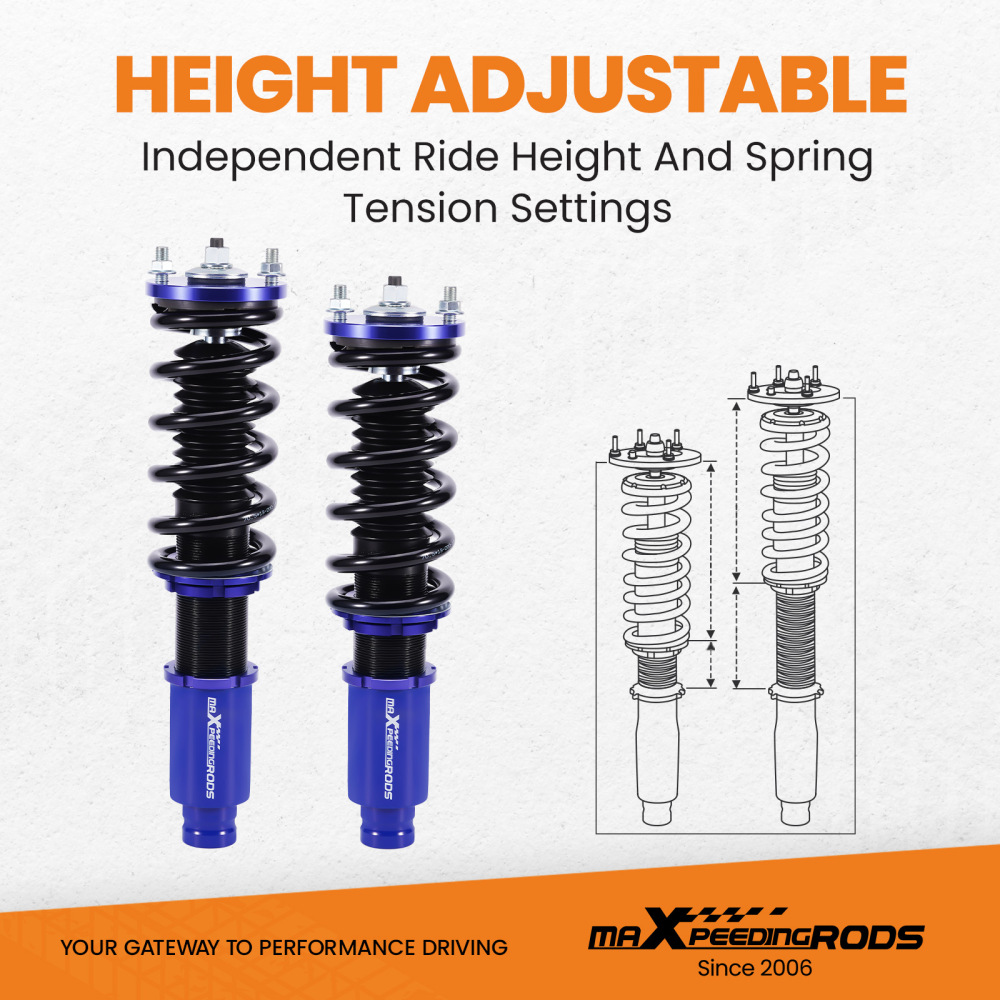 Coilovers Adjustable Front+Rear Camber+Toe Arm Kit compatible for Honda CR-V 1997-2001