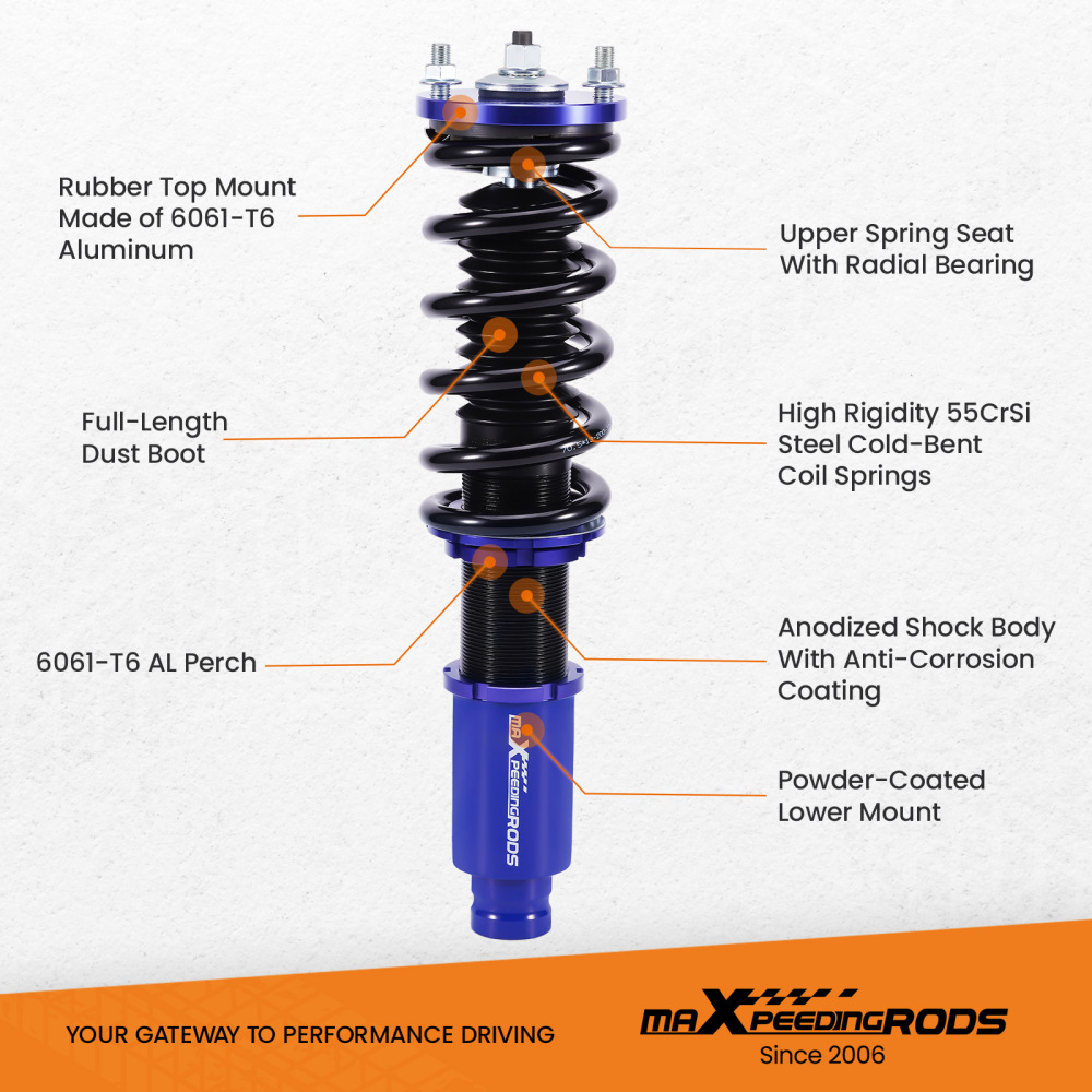 Coilovers Adjustable Front+Rear Camber+Toe Arm Kit compatible for Honda CR-V 1997-2001