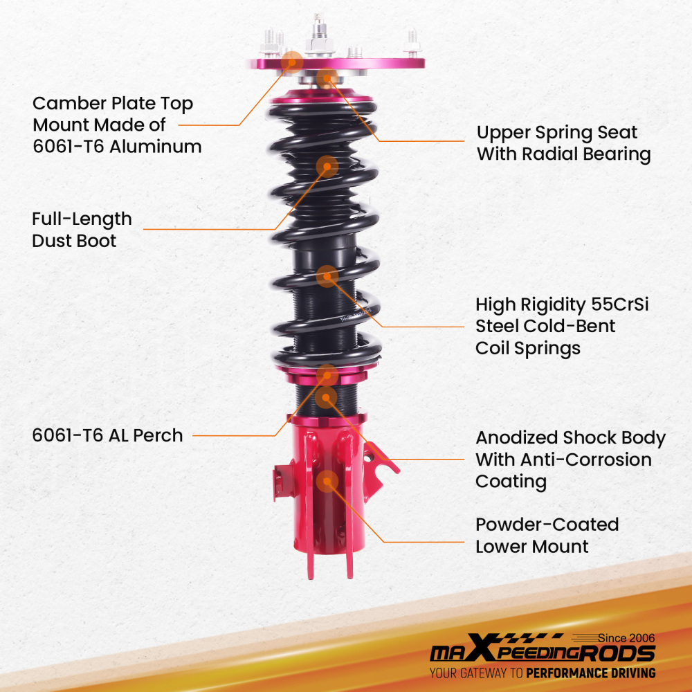 24 Way Damper Coilovers Suspension Lowering Kit compatible for Subaru Impreza WRX 2008-14