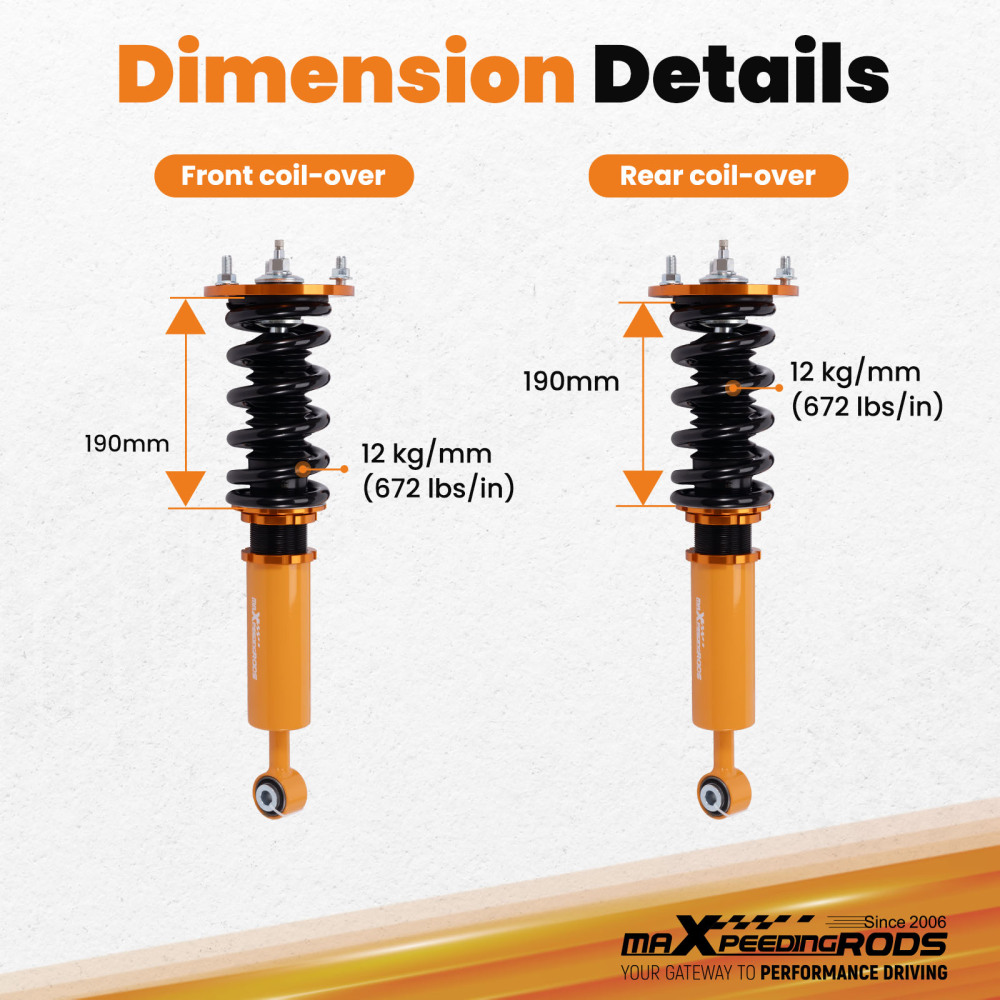 Compatible for Lexus LS 430 LS430 UCF30 XF30 2001-2006 Tuning Coilovers Shock Spring Kit Lowering Kit