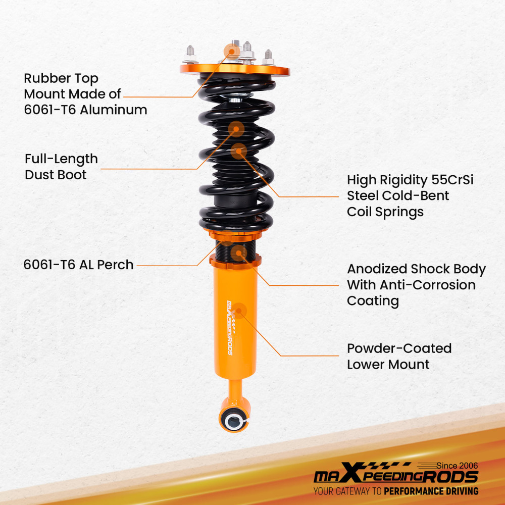 Maxpeedingrods Coilovers Coils Kit Set New compatible for Lexus LS430 2001-2006 Adj. Height