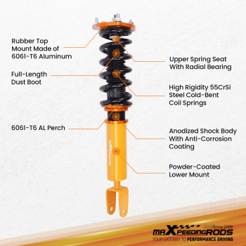 2007 - 2016 compatible for Lexus LS460 RWD USF40 Adjustable Height Shock Absorber Coilovers Lowering kit