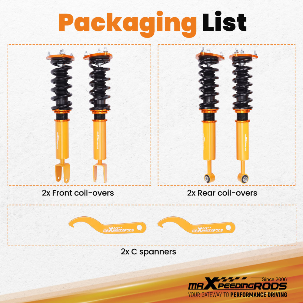 2007 - 2016 compatible for Lexus LS460 RWD USF40 Adjustable Height Shock Absorber Coilovers Lowering kit