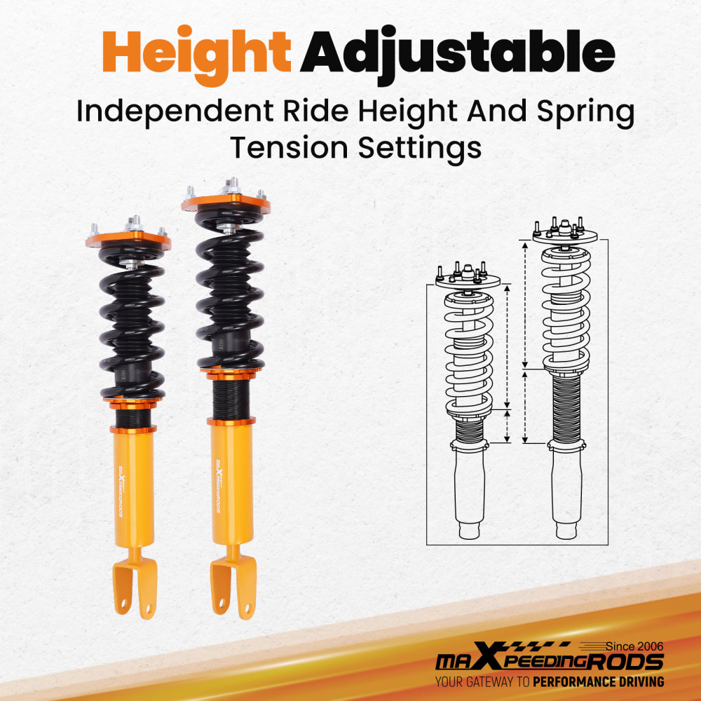 2007 - 2016 compatible for Lexus LS460 RWD USF40 Adjustable Height Shock Absorber Coilovers Lowering kit