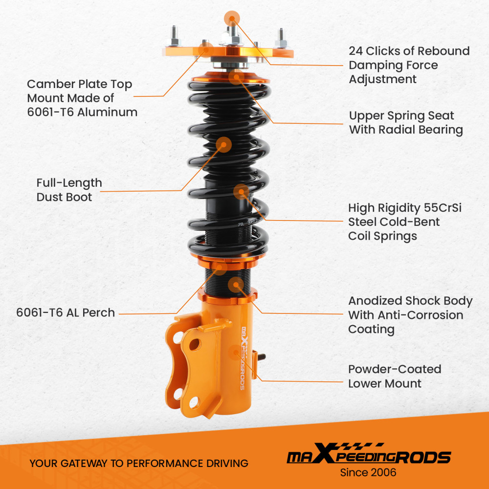 Tuning Coilovers compatible for Mitsubishi Lancer MK7 CS6A / CS7A Ralliart Lowering