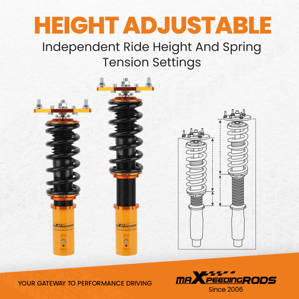 Kit de suspension coilover compatible pour mitsubishi lancer / mirage / ralliart 02-06 amortisseur neufkit d'abaissement