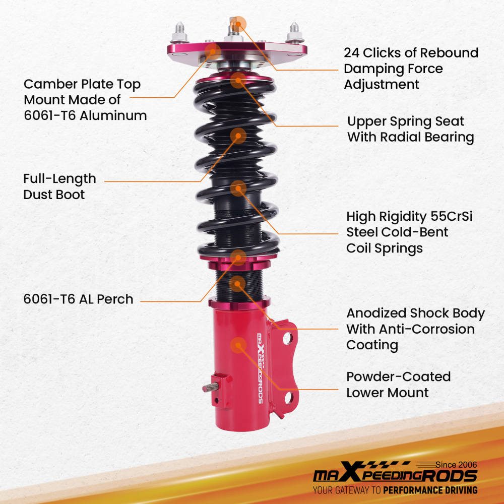 MaXpeedingrods Coilovers 24 Way Suspension Kit compatible for Mitsubishi Lancer 2002-2006